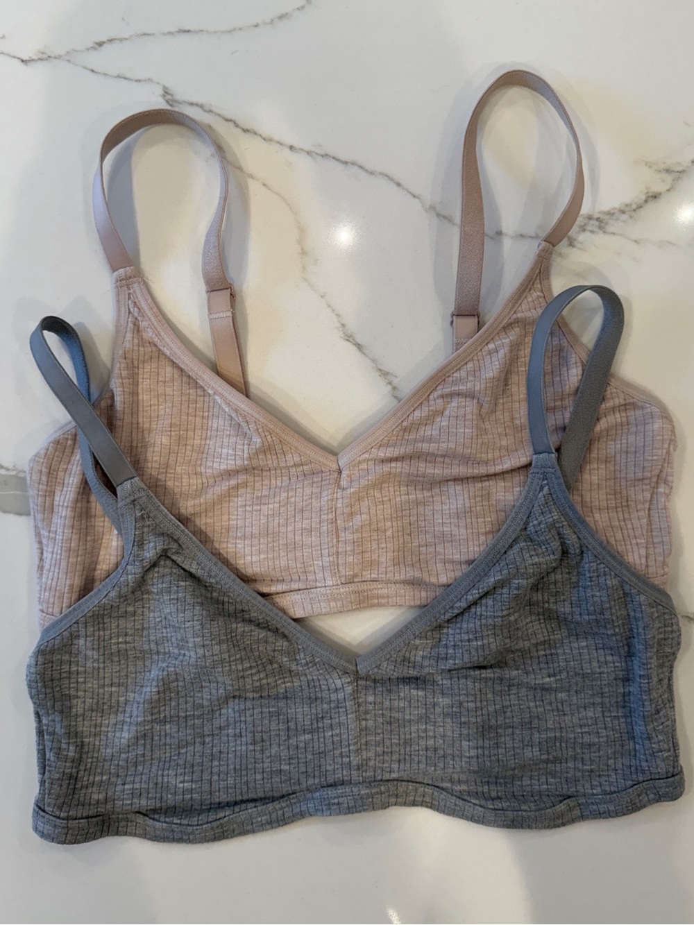 Negative Underwear Whipped Non-wire Bra Set of 2 Gray and Mink Taupe